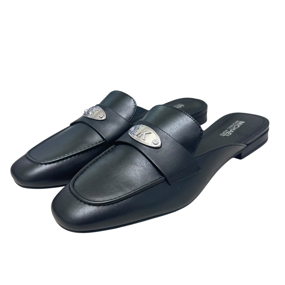 MICHAEL KORS Black Ashley Leather Logo Mules - NEW NWOB Sz 6